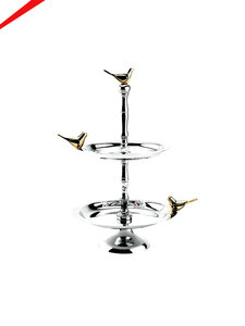 Elegant 2-Tier Metal <b>Cupcake</b> <b>Stand</b> With Silverware Design Perfect for Dessert Display Pizza Serving and Event Presentation - Product Image 1