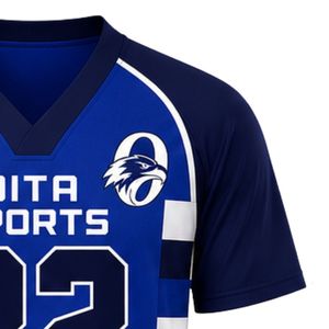 Camiseta de Lacrosse Azul Marino y Blanca para Hombre, Manga Corta, Ligera, Transpirable, Ropa Deportiva para Competencia - Product Image 4
