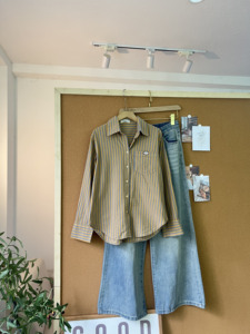 SUBICI L81003 Women's Oversized Vertical Striped Shirt Loose Fit <b>Long</b> <b>Sleeve</b> Button Down Casual Blouse Korean Style Fashion <b>Top</b> - Product Image 3