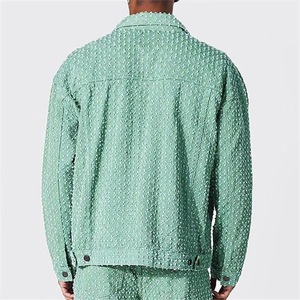 Chaqueta de Mezclilla Jacquard con Estampado Láser Desgastado de Gran Tamaño para Hombre, con Logotipo Personalizado de Alta Calidad, para Otoño - Product Image 5