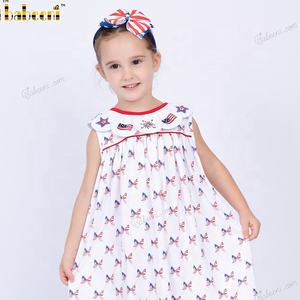 Maillots de bain pour filles Star Spangled 100% coton imprimé Appliques d'automne ODM OEM Vente en gros Vêtements pour enfants Vietnam DR4259 - Product Image 1