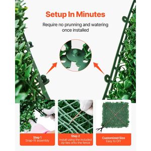 8 Pannelli 3D da 20 x 20 Pollici per Pareti Interne/Esterne, in Erba Artificiale, Pannello Decorativo Verde Bosso ed Edera - Product Image 4