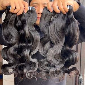 Paquetes de ondas del cuerpo Paquetes de cabello humano 12 pulgadas 12A Paquetes de cabello humano 100% Cabello crudo vietnamita sin procesar Color negro natural - Product Image 3