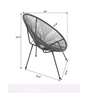 3-Piece All-Weather Gray-DK <b>Acapulco</b> Bistro Patio Furniture Set with 2 <b>Chairs</b> and Glass Top Table - Product Image 4
