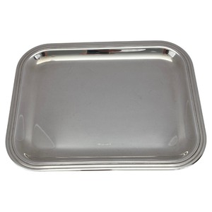 Plateau décoratif rectangulaire en argent de qualité assurée avec poignée en anneau, artisanat moderne en métal, pièce unique - Product Image 3