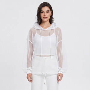 High Quality Mesh Hoodie Women 100% Polyester Sheer Mesh Hoodies Ladies Night Clubwear See Through Hoodie Women's - Product Image 2