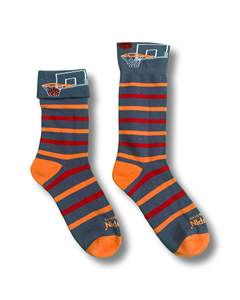 Men's Crew <b>Socks</b> Striped Basketball Print Sporty Knitted Summer <b>Socks</b> <b>Orange</b> Red Blue Patterned Design Breathable Knitted <b>Socks</b> - Product Image 3