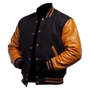 OEM Embroidery Chenille Patches Custom Logo Winter Varsity Jacket Stand Collar Front Logo Breathable Windproof <b>Men</b> - Product Image 3