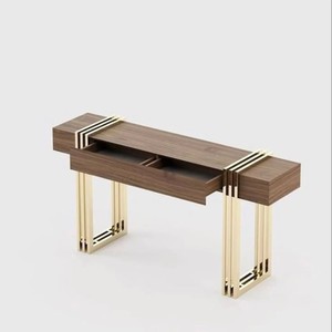 LINEA Metal <b>Console</b> <b>Table</b> with <b>Black</b> Marble Top Luxury Metal Frame <b>console</b> <b>table</b> for living room - Product Image 5