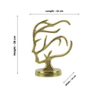 Golden Aluminium 28cm H X 14cm W X 21cm L Antler Sculpture Artistic Tabletop <b>Decor</b> Handmade Modern Eco-Friendly Living Room - Product Image 6