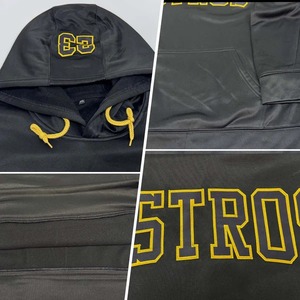 Custom Wholesale <b>Black</b> Old Gold Hoodie Stitched Jersey Embroidery <b>Fleece</b> Pullover Breathable Team Sports Training Wear - Product Image 5