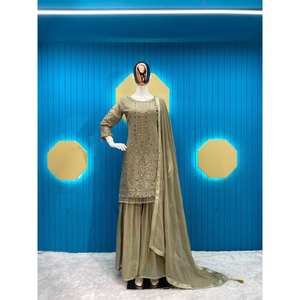 Conjunto de traje Dupatta y parte superior de mujer de diseñador para ropa de fiesta - Product Image 3