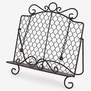 Support de livre de cuisine pliable en bois récupéré et métal, avec support vertical et un seul niveau - Product Image 6