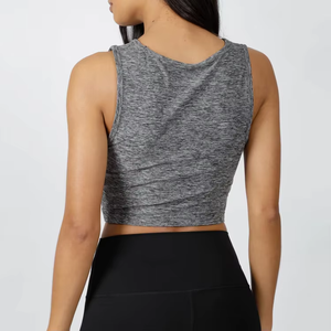 Casual Styles Crew Neck Sleeveless Gym Tops Ladies Sport <b>Twist</b> Details Women Crop Tops - Product Image 4
