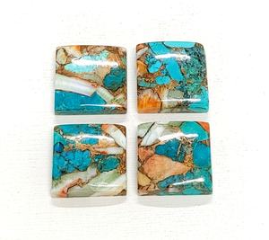 พลอยทรงเหลี่ยมสีเขียวขุ่นทองแดงมุกออยสเตอร์ ขนาด 16*16 มม. พลอยธรรมชาติ 100% สำหรับทำเครื่องประดับ ราคาขายส่ง - Product Image 3