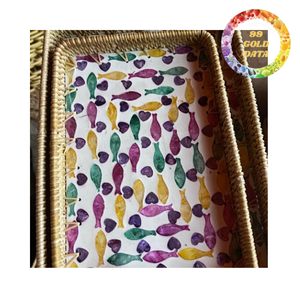 ถาดฝังเปลือกหวาย |   ถาดเสิร์ฟทำมือหลากสีสันสำหรับตกแต่งบ้าน จัดวางบนโต๊ะ และโอกาสพิเศษ - Product Image 1