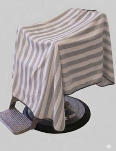 Robe de barbier unisexe en polyester gris et blanc, imperméable, avec détection d'aiguilles et fusion sans couture - Product Image 2