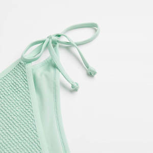 Professional Manufacturer Top Stylish Customized Design Women Solid Mint Green Ribbed Tie Side <b>Bikini</b> Spandex/Polyester Thongs - Product Image 6