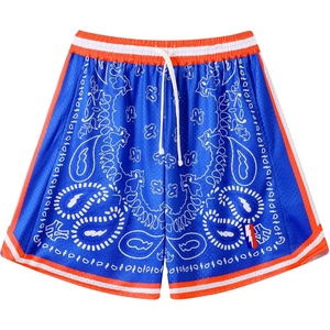 Shorts de sport personnalisés en maille imprimée motif cachemire pour hommes, shorts de basketball sublimés, vêtements de sport légers, fournisseur USA - Product Image 1