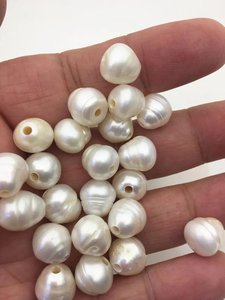 Perles d'eau douce blanches en forme de goutte 9-11mm, trou large 2mm, brin lâche pour la fabrication de bijoux, vente en gros en vrac - Product Image 2