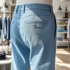 Pantalon Homme Léger en Tissu Peigné, Taille Mi-Haute, Teint Uni, Coupe Droite, Respirant, Décontracté, Service OEM - Product Image 5