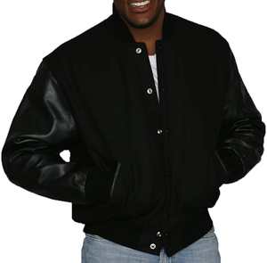 Chaqueta de béisbol personalizada con mangas de lana y cuero en negro para hombre / Chaqueta de fútbol americano personalizada para estudiante - Product Image 6