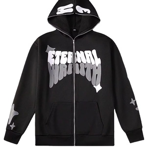 Sweat à capuche d'hiver personnalisé tendance pour homme avec fermeture éclair intégrale en tissu polaire respirant coton/polyester - Product Image 1