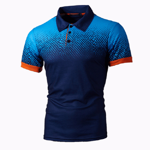Polo de Manga Corta para Hombre, Estampado Digital con Diseño de Puntos, Secado Rápido, Tejido de Poliéster, Estilo Casual, Negro con Ribete Rojo - Product Image 5