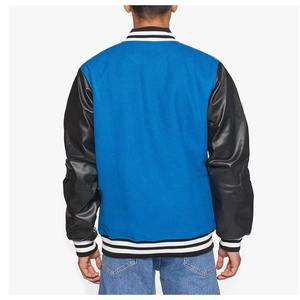 Varsity <b>Jacket</b> Vintage Patchwork Design Wool & Leather Windproof - Product Image 2