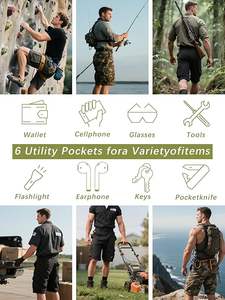 กางเกงขาสั้นคาร์โก้ลายพรางสำหรับผู้ชาย ผ้าฝ้าย สวมใส่สบาย เหมาะสำหรับกิจกรรมกลางแจ้ง ทำงาน หรือพักผ่อน มีกระเป๋าหลายช่อง - Product Image 5