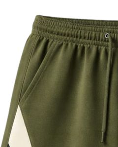 Pantalones Cortos Deportivos para Hombre, Color Verde Oliva, Estilo Color Block, Casuales, de Verano, de Algodón y Poliéster, con Cordón Ajustable, Cintura Elástica, para Gimnasio, Deportes, Correr - Product Image 5