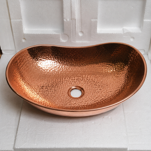 Lavabo Ovalado de Cobre Martillado Hecho a Mano para Baño, Lavabo de Encimera de Lujo, Fabricante Mayorista OEM ODM - Product Image 2