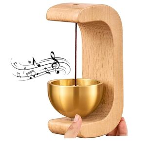 Sonnette de porte en bois avec cloche en laiton, sonnette Dopamine pour la maison, sonnette autocollante, son acoustique serein pour la maison et le magasin - Product Image 5