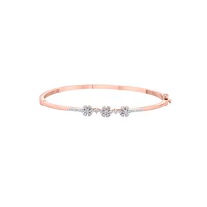 Rose Gold Lab Grown Diamond Floral Cluster Open <b>Bangle</b> <b>Bracelet</b> - Product Image 3