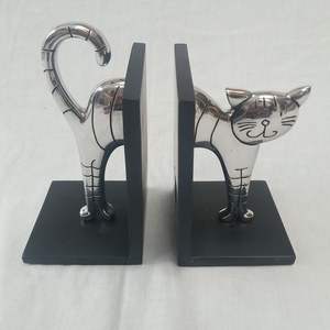Elegant Metal Bookends Decorative Heavy Duty Support For <b>Bookshelves</b> Office <b>Desk</b> Library Home Decor Organization - Product Image 3