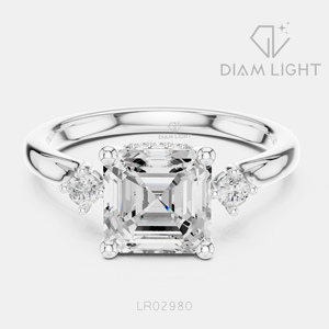 Bague de fiançailles en or blanc 14 carats avec diamant de laboratoire taille Asscher 1,78 carat, certifiée IGI, bijoux fins pour femmes, idéale pour offrir - Product Image 1
