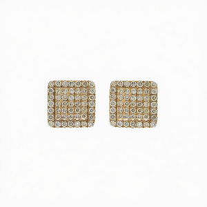 Pendientes de tuerca con racimo de diamantes redondos auténticos de 1,20 quilates, oro amarillo de 10k, color G-H de lujo para mujer - Product Image 3