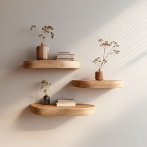 Modern Style Double Tier Wooden Wall Mounted Storage <b>Rack</b> for Living Room-Handmade Durable Bookshelf with Easy Assembly - Product Image 1
