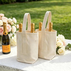 Cotton Canvas Bottle Gift Sleeve Reusable Beverage Tote - Product Image 6