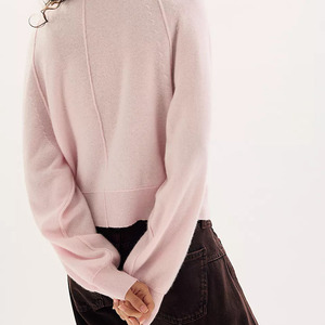 Custom 2026 Women's Pink Henley Pullover Sweater Full Sleeve Batwing Button Up Collar Casual Knitted Top Thin Acrylic Material - Product Image 2