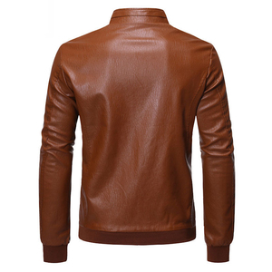 Men's Comfortable Canvas Leather Jacket Top Sales Street Fashion Style with <b>Stand</b> Collar Plain Blank jacket for men - Product Image 2