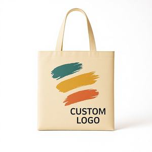 Bolsa de lona de algodón 100% liso reutilizable reciclada ecológica impresa de tamaño de logotipo personalizado para compras de comestibles bolsa de algodón - Product Image 1