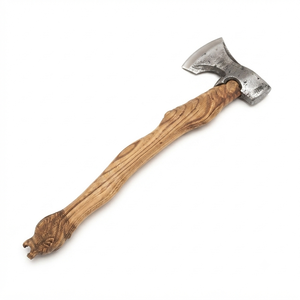 Hache artisanale industrielle DIY avec lame en acier à haute teneur en carbone, manche en bois et étui en cuir pour l'extérieur - Product Image 4