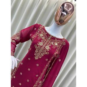 Top y parte inferior de fiesta de diseñador con Dupatta Talla XL-para trajes elegantes - Product Image 3