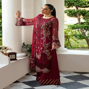 Ramsha DASTAK 02 Indian Dresses <b>Women</b> Punjabi Bridal Maroon Embroidered Chiffon <b>Kurta</b> Set Floor-Length Traditional Wedding Wear - Product Image 2