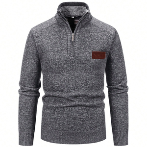 <b>Men's</b> 100% wool knitted <b>sweater</b>, half <b>turtleneck</b> with zipper, winter casual <b>sweater</b> pullover, customizable - Product Image 5