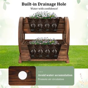 Jardinière surélevée à 2 niveaux en bois de sapin carbonisé avec trous de drainage pour herbes et légumes – Type pot de jardin surélevé - Product Image 6
