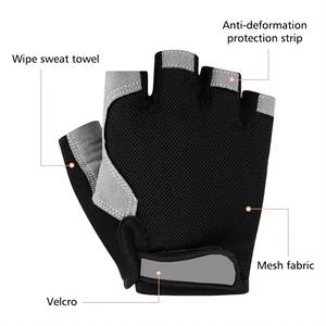 FITME SPORTS Half Finger <b>Fingerless</b> Cycling <b>Gloves</b> Shockproof Anti-Slip Breathable Unisex Neoprene/Leather/Polyester Quick Dry - Product Image 3