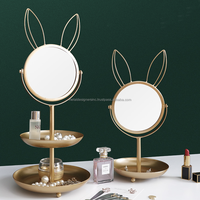 Lot de 2 miroirs dorés ronds, lapin, miroir de table, décoration rond, pour chambre à coucher, hall d'entrée, intérieur et extérieur