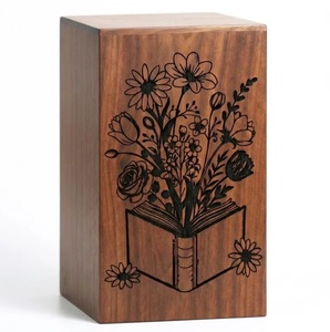 Handcrafted American Style Wooden Urn <b>Box</b>-Engraved Floral Memorial Keepsake Eco-Friendly & Durable Eternal Memory Urn - Product Image 3